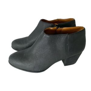 Lucky Brand Tolache Leather Boot Size 8.5 Black Leather Mid Block Heel Boho